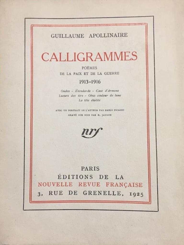 Calligramme – Seltenes Buch, illustriert von Apollinaire – 1925 (Surrealismus), Art, von Guillaume Apollinaire