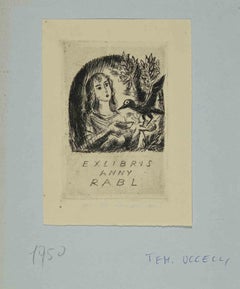 Ex libris -  Anny Rabl - Woodcut - 1950