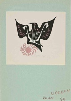 Ex libris - Fr. Novy - Woodcut by Ladislav Rusek - 1967