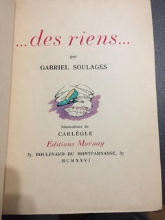 Des Riens... - Rare Book by Carlègle - 1926