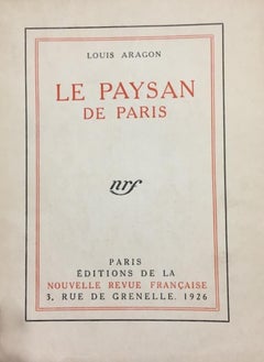 Used Le Paysan de Paris - Rare Book Illustrated by Louis Aragon - 1926