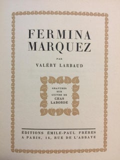 Fermina Marquez – Seltenes Buch, illustriert von Chasles Laborde – 1925