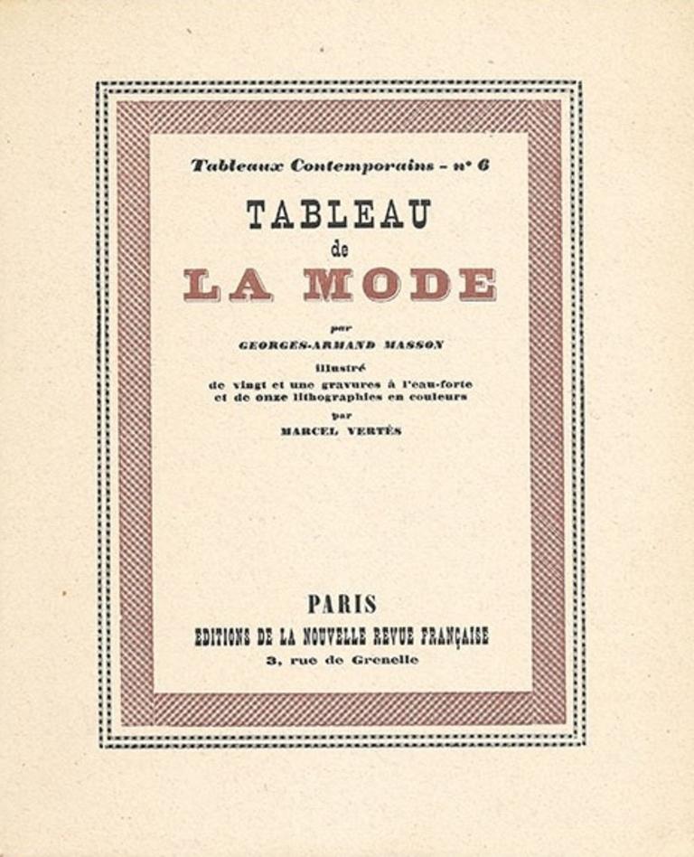 Tableau de la Mode - Seltenes Buch von Marcel Vertès - 1926