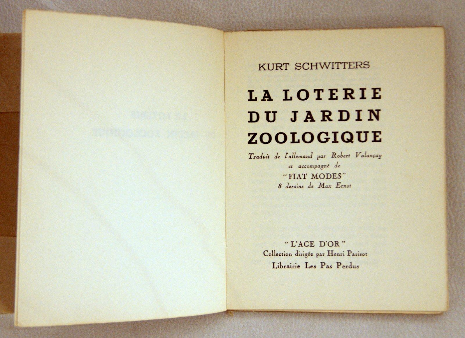 La Loterie du Jardin Zoologique - Rare Book illustrated by Kurt Schwittes - 1951 For Sale 1