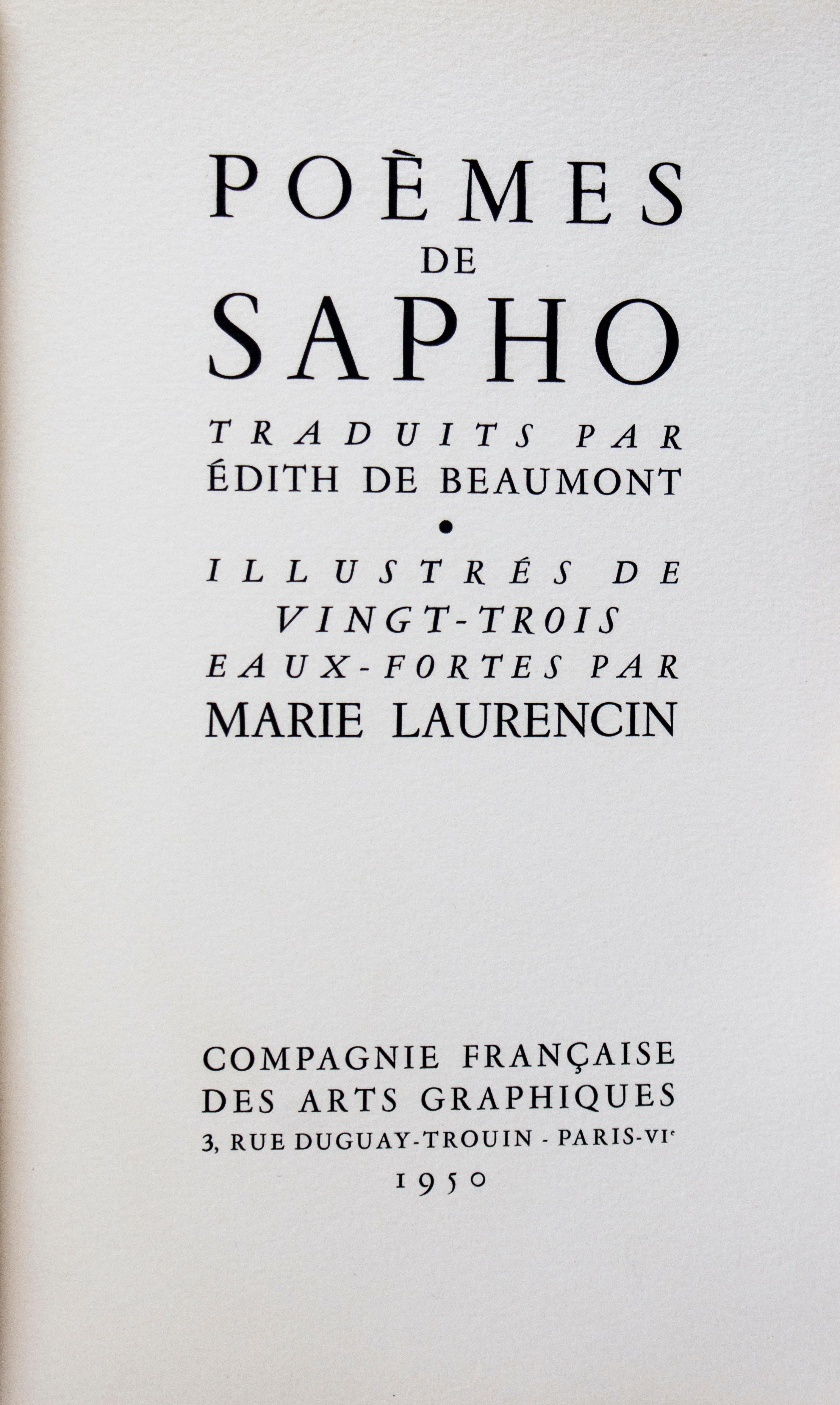 Poèmes de Sapho - Rare Book illustrated by Marie Laurencin - 1950 For Sale 15