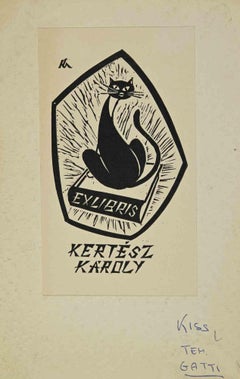 Vintage Ex libris - Kertész Karoly - Woodcut by József Kiss - 1964