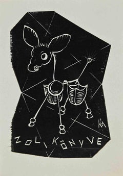 Ex libris - Zoli Könyve - Woodcut by József Kiss - 20th Century
