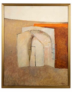 Retro Home in the Desert - Painting by Mario Asnago - 1950s