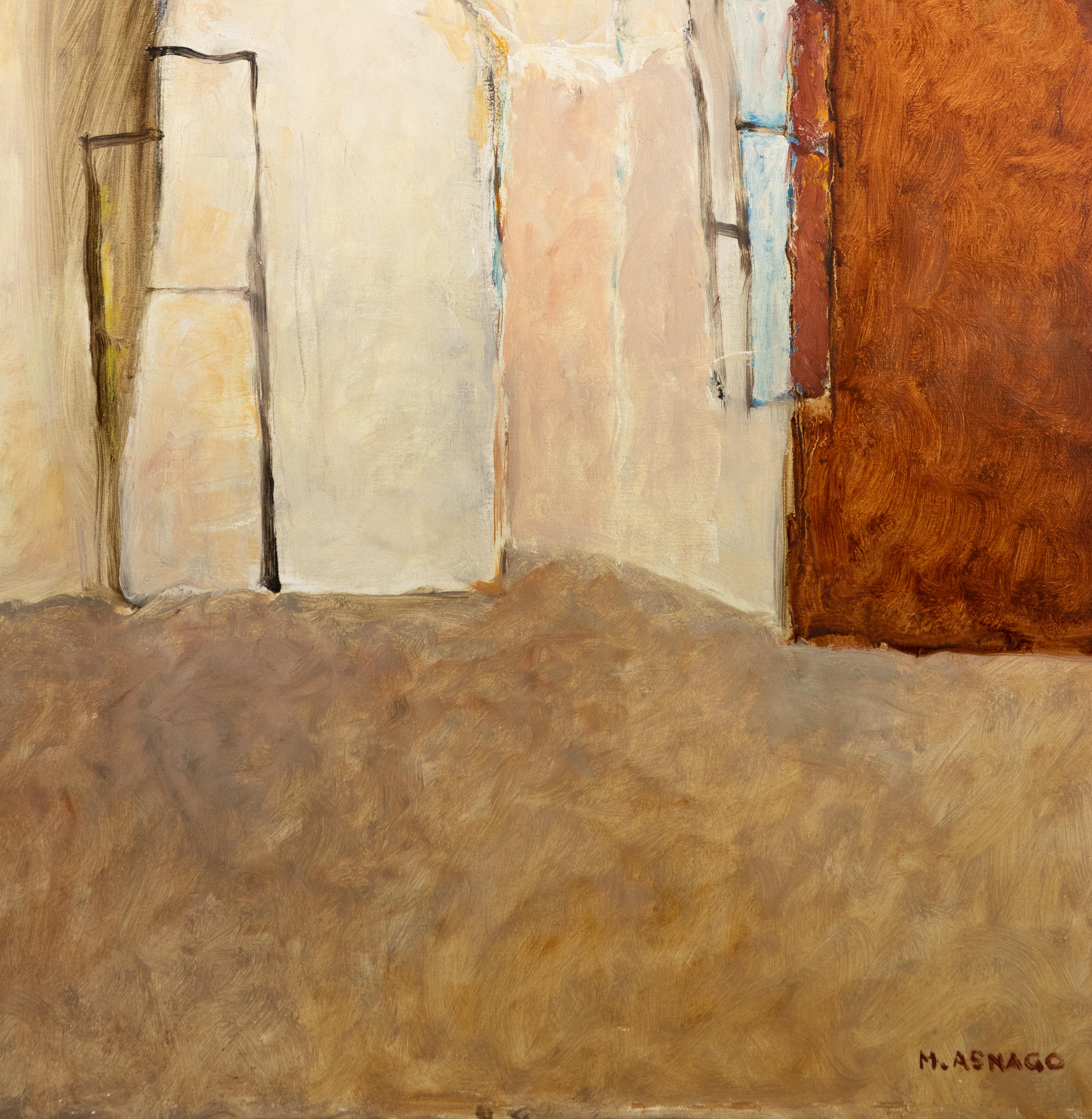Home in the Desert - Painting by Mario Asnago - 1950s For Sale 1