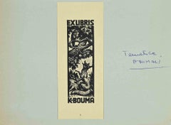 Ex libris - K. Bouma - Holzschnitt - Mitte des 20. Jahrhunderts