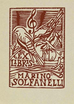 Ex libris - Marino Solfanelli - Holzschnitt - Mitte des 20. Jahrhunderts