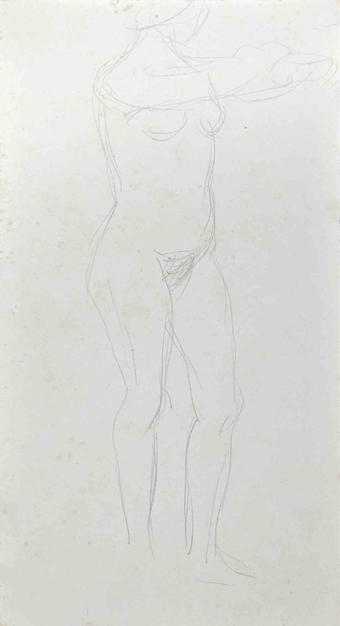 Unknown Figurative Art - The Posing Nude - Pencil Drawing - Early 20th Century