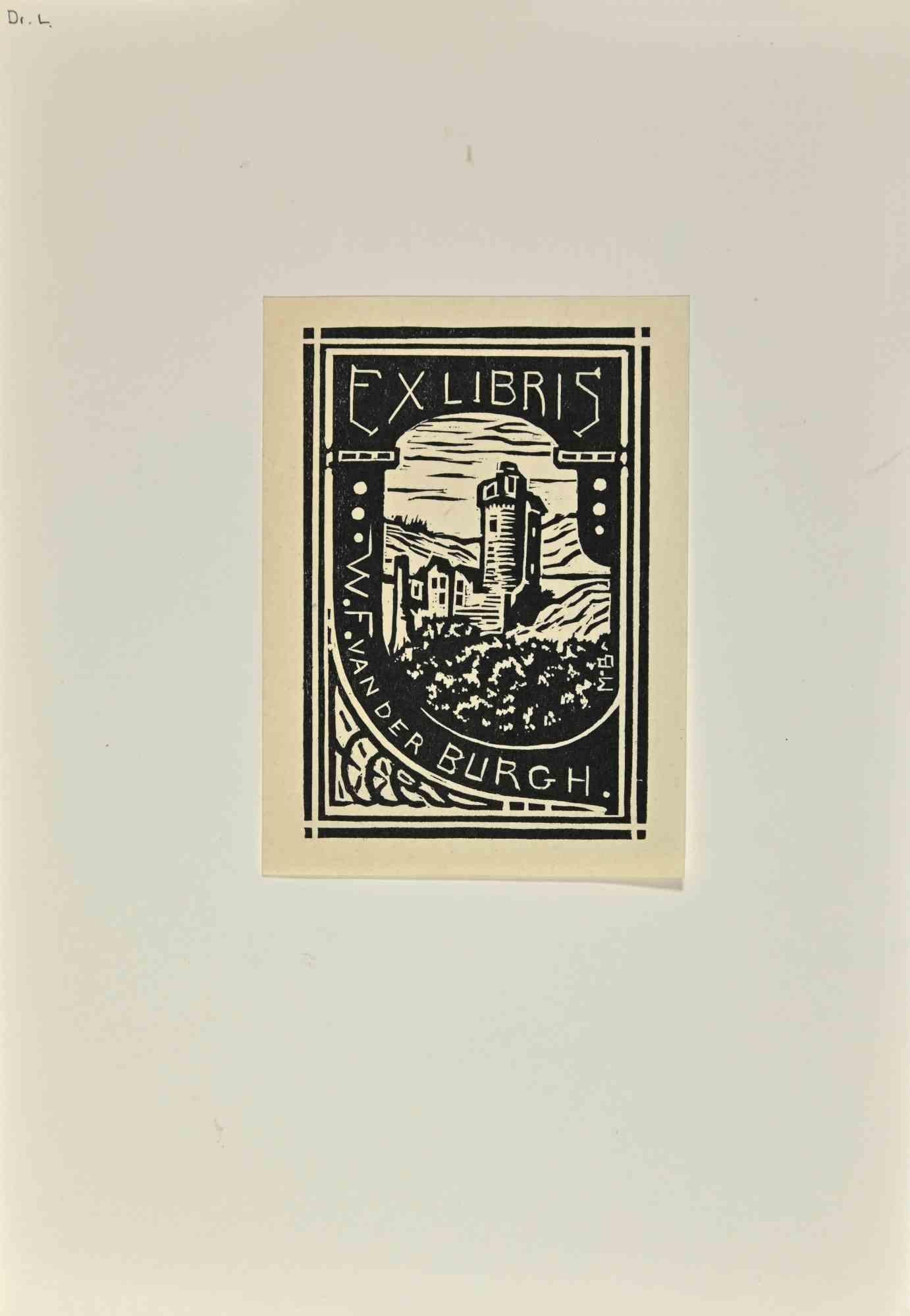  Ex Libris -Vander Burgh - Woodcut - Mid 20th Century - Art by Unknown