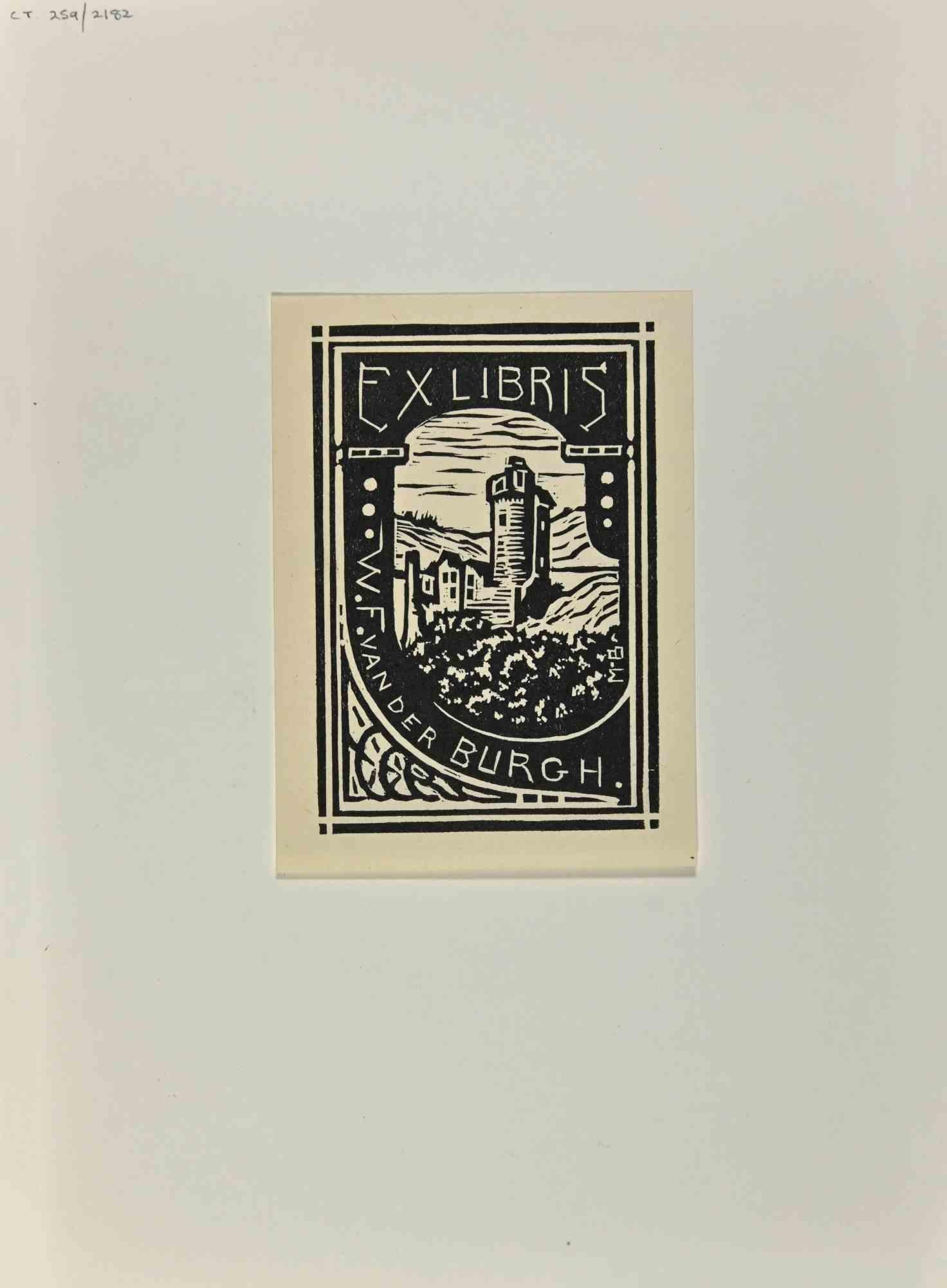 Ex Libris -Vander Burgh - Gravure sur bois - Milieu du 20e siècle - Art de Unknown