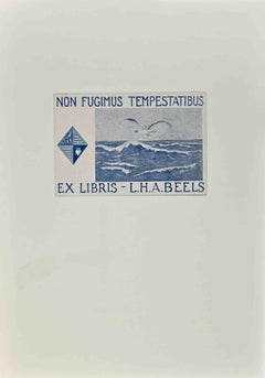   Ex Libris - L.H.A. Beels - Woodcut - Mid 20th Century