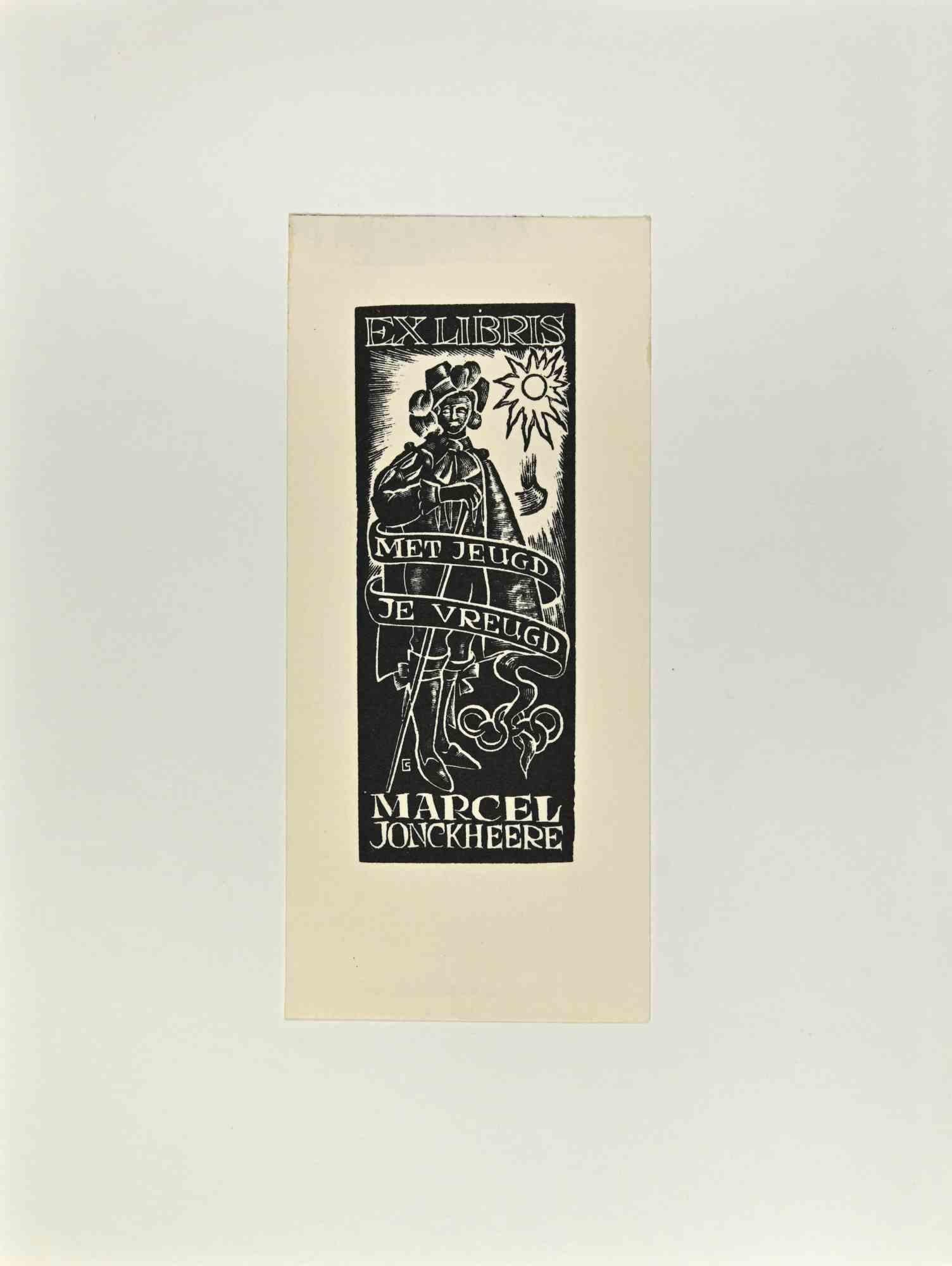 Ex Libris - Marcel Jonckheere - Gravure sur bois - Milieu du 20e siècle - Art de Unknown