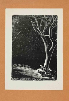 Ex libris - Nagy József  Könyve - Woodcut by Kálmán Gáborjáni Szabó - 1930s