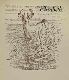 Ex-Libris  - Elizabeth - Woodcut by William Simmons - 1930s