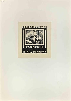  Ex Libris - Lealdade Honra - Woodcut - Mid 20th Century
