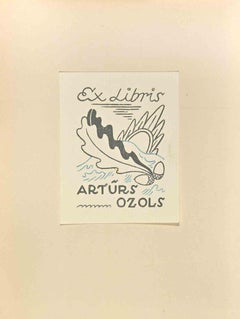 Ex Libris - Arturs Ozols - Woodcut - Mid 20th Century