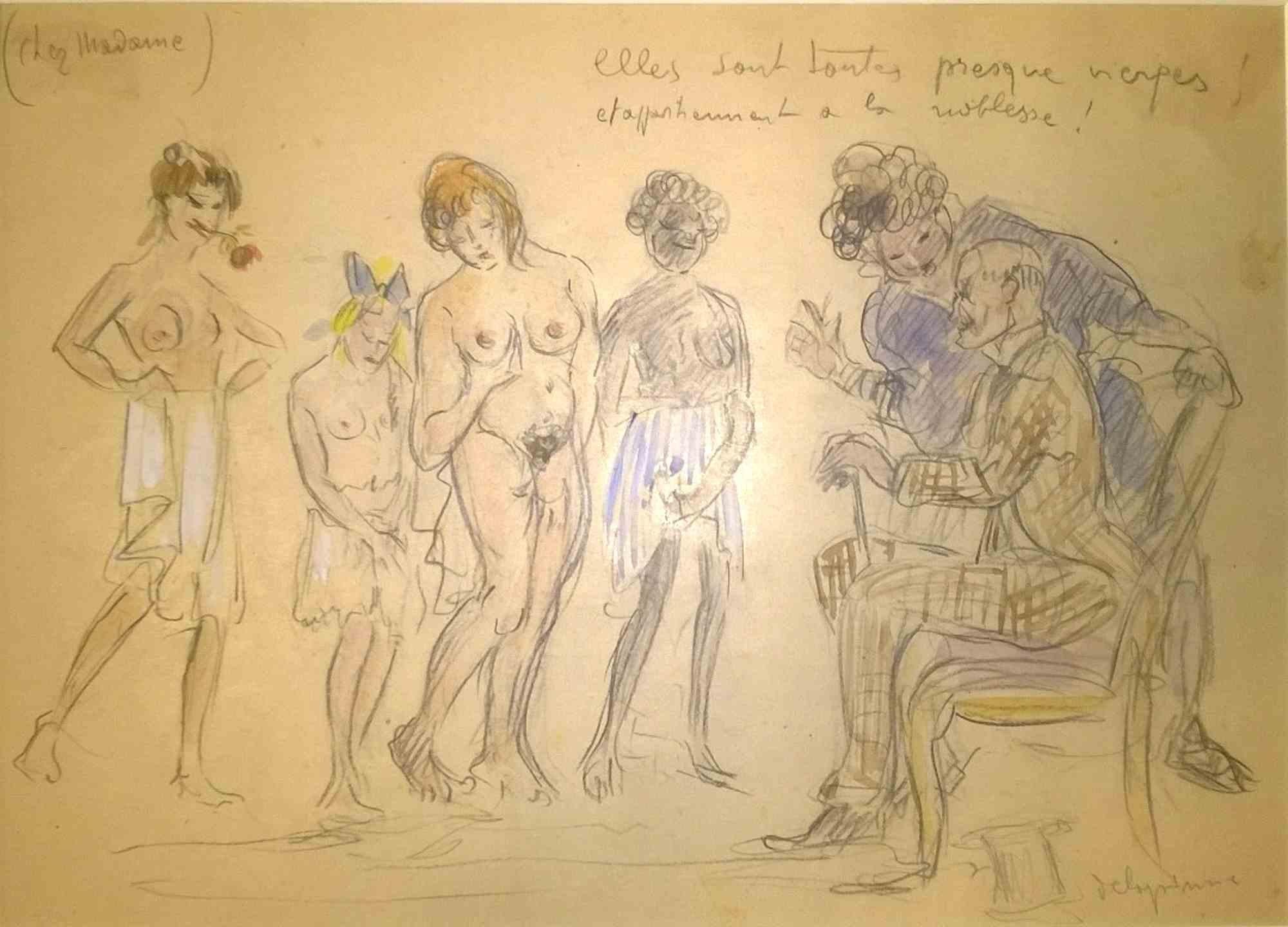Le Filles de Loth – Zeichnung von D. Delapierre – 1940er Jahre