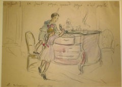 Les Enfants - Drawing by D. Delapierre - 1940