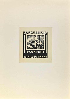  Ex Libris - Manvel - Woodcut - Mid 20th Century