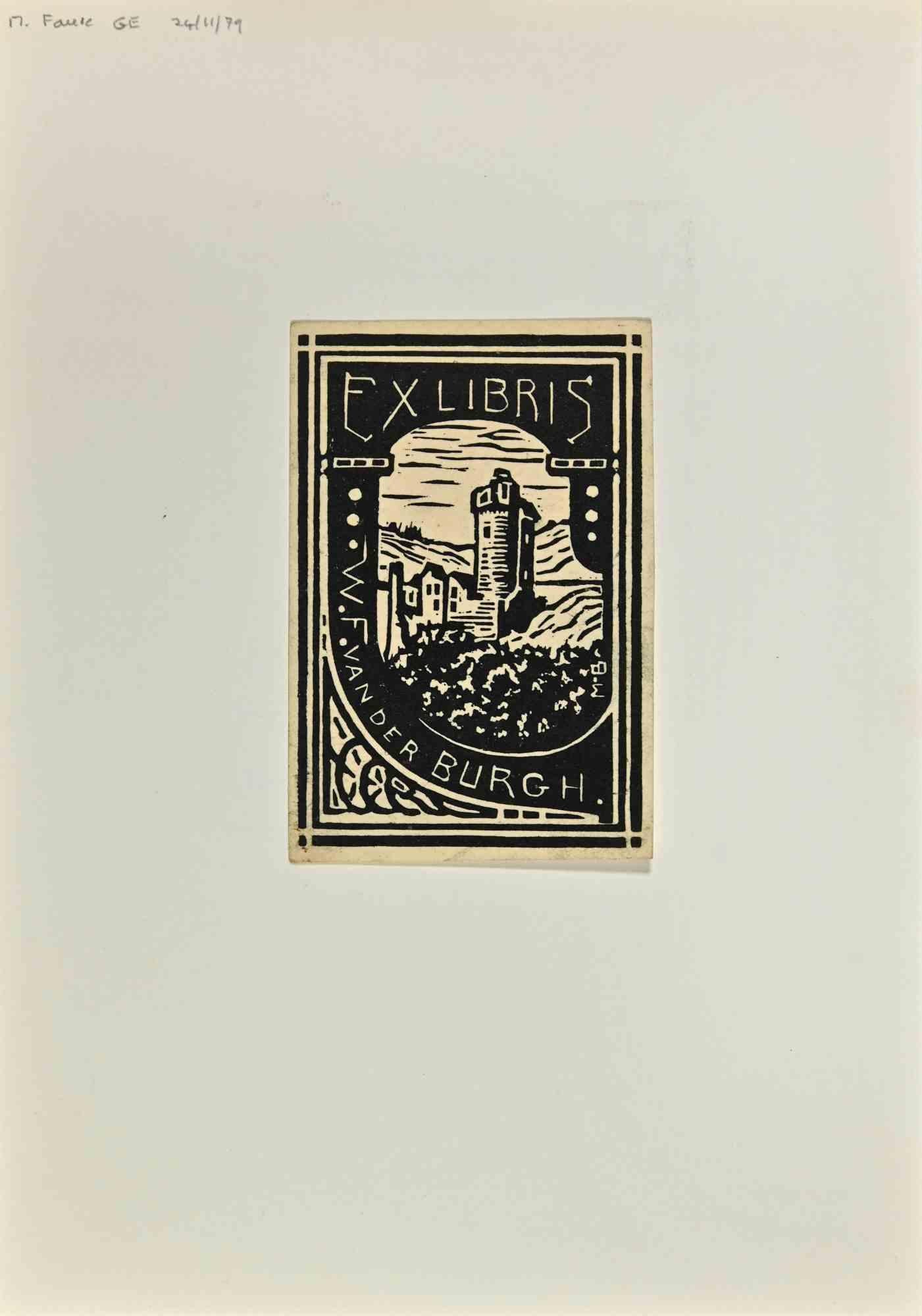  Ex Libris - Burgh - Gravure sur bois - Milieu du 20e siècle - Art de Unknown