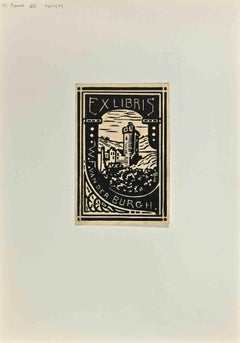  Ex Libris - Burgh - Gravure sur bois - Milieu du 20e siècle