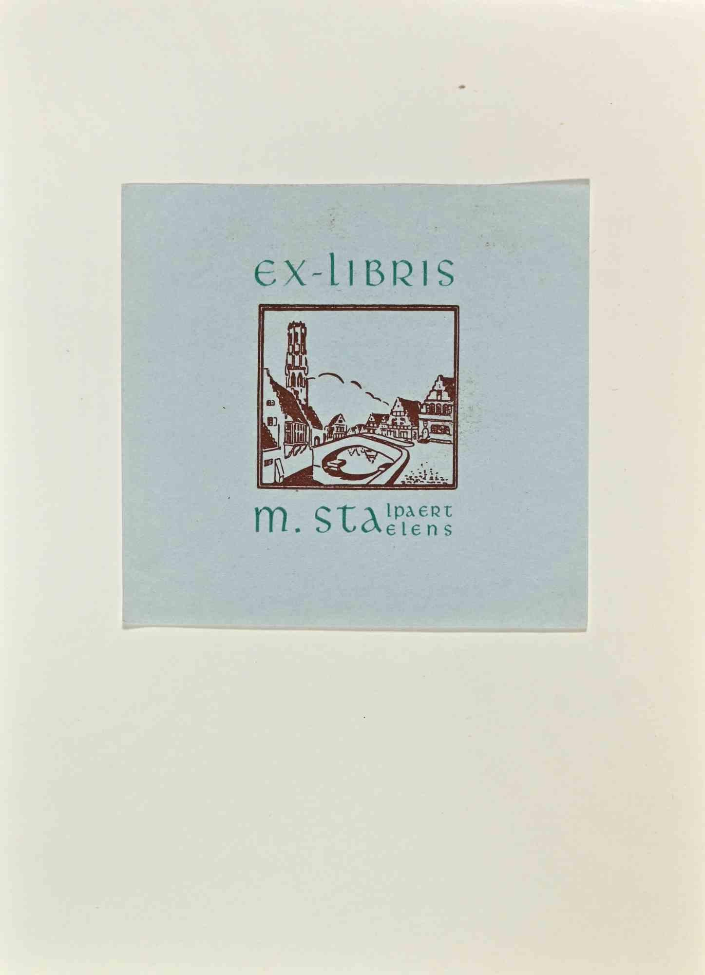  Ex Libris - M. Sta - Woodcut - Mid 20th Century - Art by Unknown