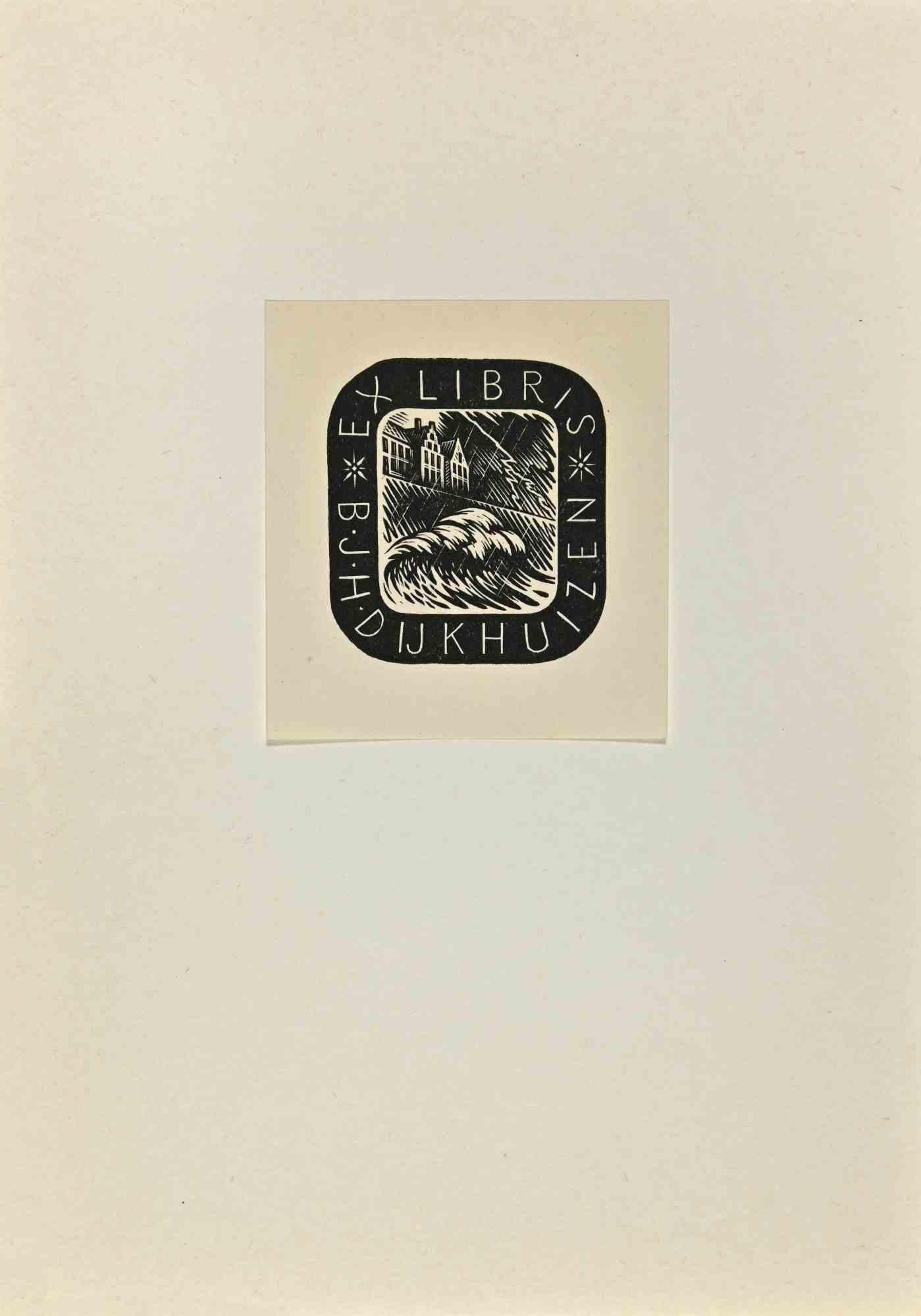 Ex Libris - Dijkhuizen - Woodcut - Mid 20th Century - Art by Unknown