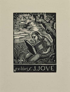 Ex-Libris  – J. Jove – Holzschnitt – Mitte des 20. Jahrhunderts