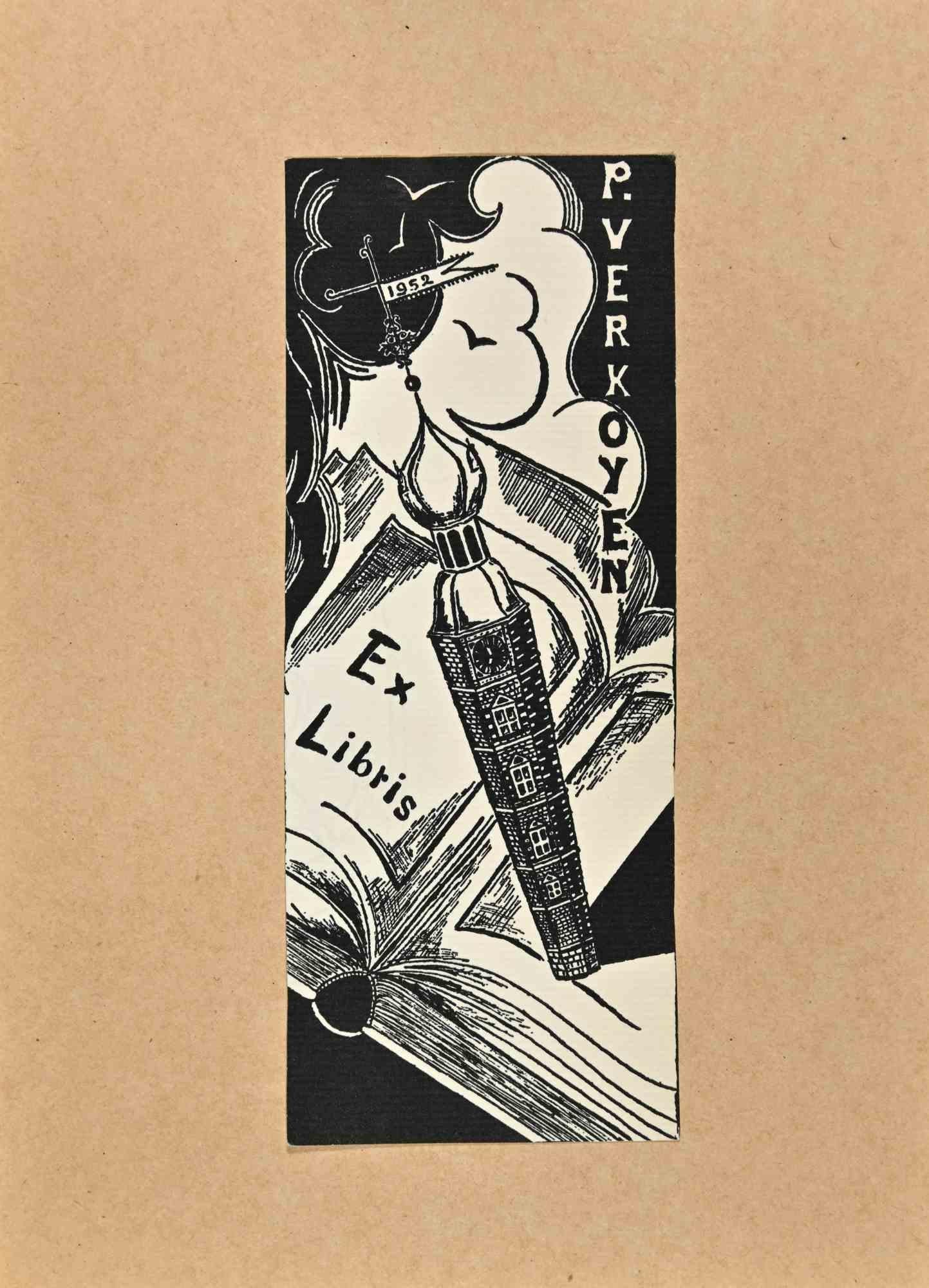  Ex Libris - P. Verkoyen - Holzschnitt - Mitte des 20. Jahrhunderts – Art von Unknown
