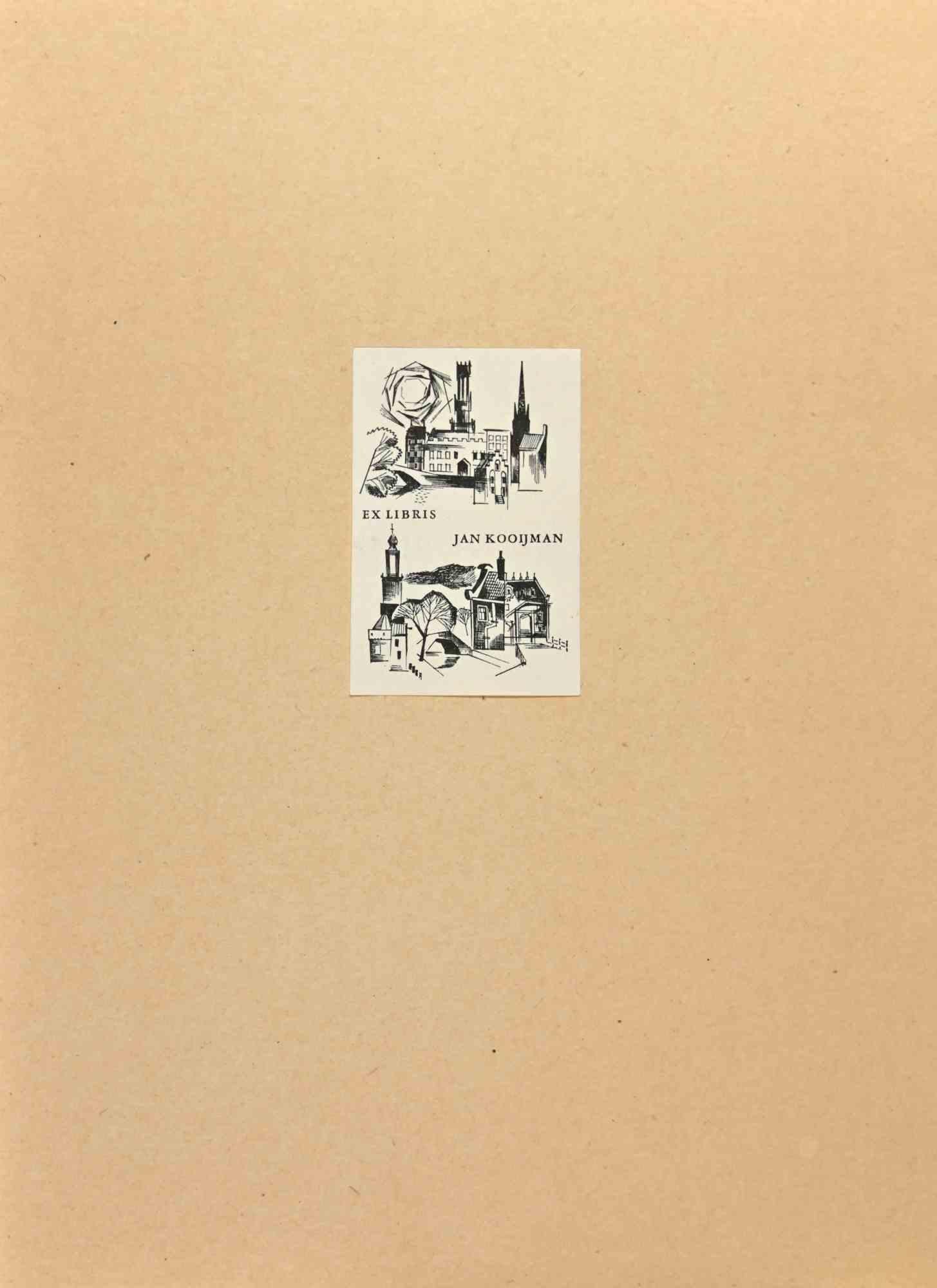 Ex Libris - Jan Kooijmans - Xilografia - Metà del XX secolo - Art di Unknown
