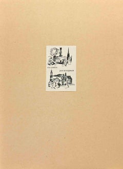  Ex Libris - Jan Kooijmans - Gravure sur bois - Milieu du 20e siècle