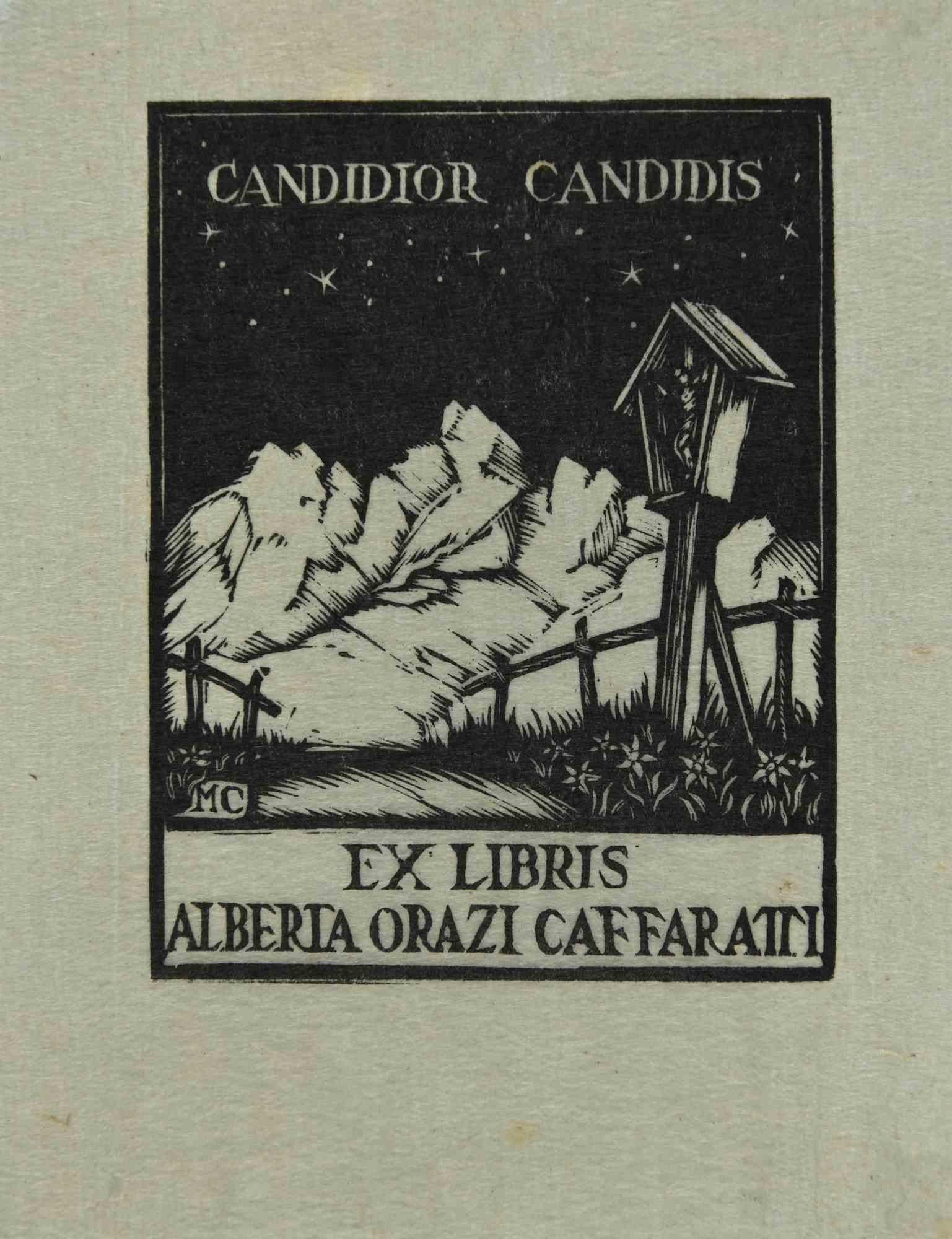 Ex-Libris - Alberta Orazi Caffaratti  is an Artwork realized in Mid 20th Century, by the artist Jorg Gambini. 

Woodcut print on tissue paper. 

Good conditions.

The artwork represents a minimalistic, clean design, through preciseness and congruous