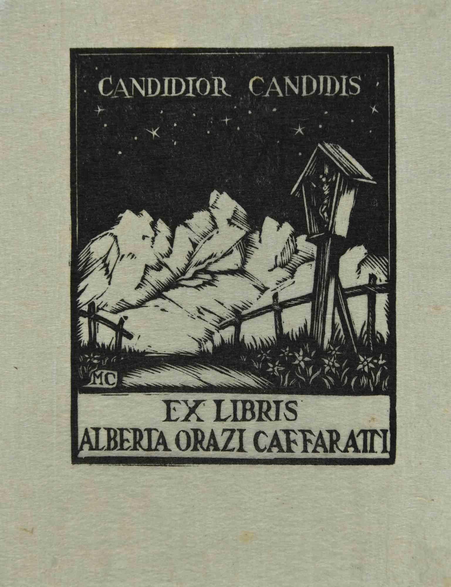 Ex-Libris - Alberta Orazi Caffaratti est une œuvre d'art réalisée au milieu du XXe siècle par l'artiste Jorg Gambini. 

Gravure sur bois sur papier de soie. 

Bonnes conditions.

L'œuvre d'art représente un design minimaliste et propre, grâce à la