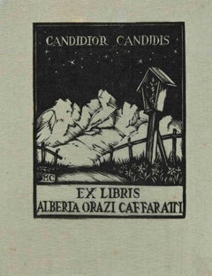 Ex-Libris – Alberta Orazi Caffaratti-Holzschnitt aus Holzschnitt von Jorg Gambini-Mid 20. Jahrhundert