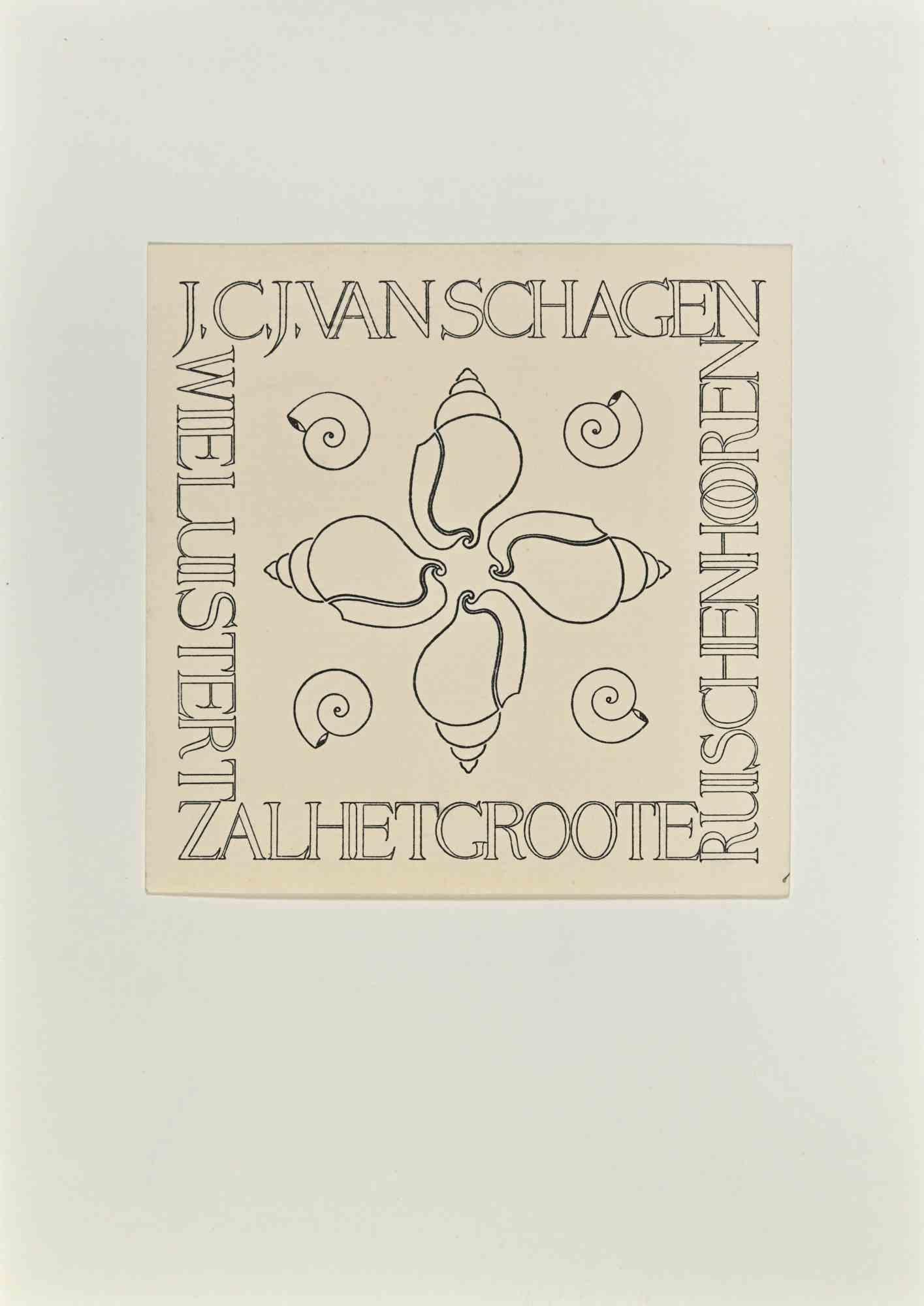 Ex Libris - J. C. J. Vanschagen - Woodcut - Mid 20th Century - Art by Unknown