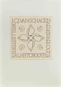 Ex Libris - J. C. J. Vanschagen - Woodcut - Mid 20th Century