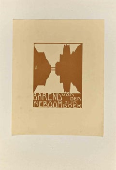 Vintage  Ex Libris - Barend - Woodcut - Mid 20th Century