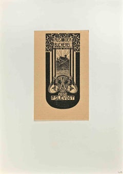  Ex Libris - P. Slevogt - Holzschnitt - Mitte des 20. Jahrhunderts