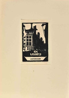 Ex Libris - Lastdrager - Woodcut - Mid 20th Century