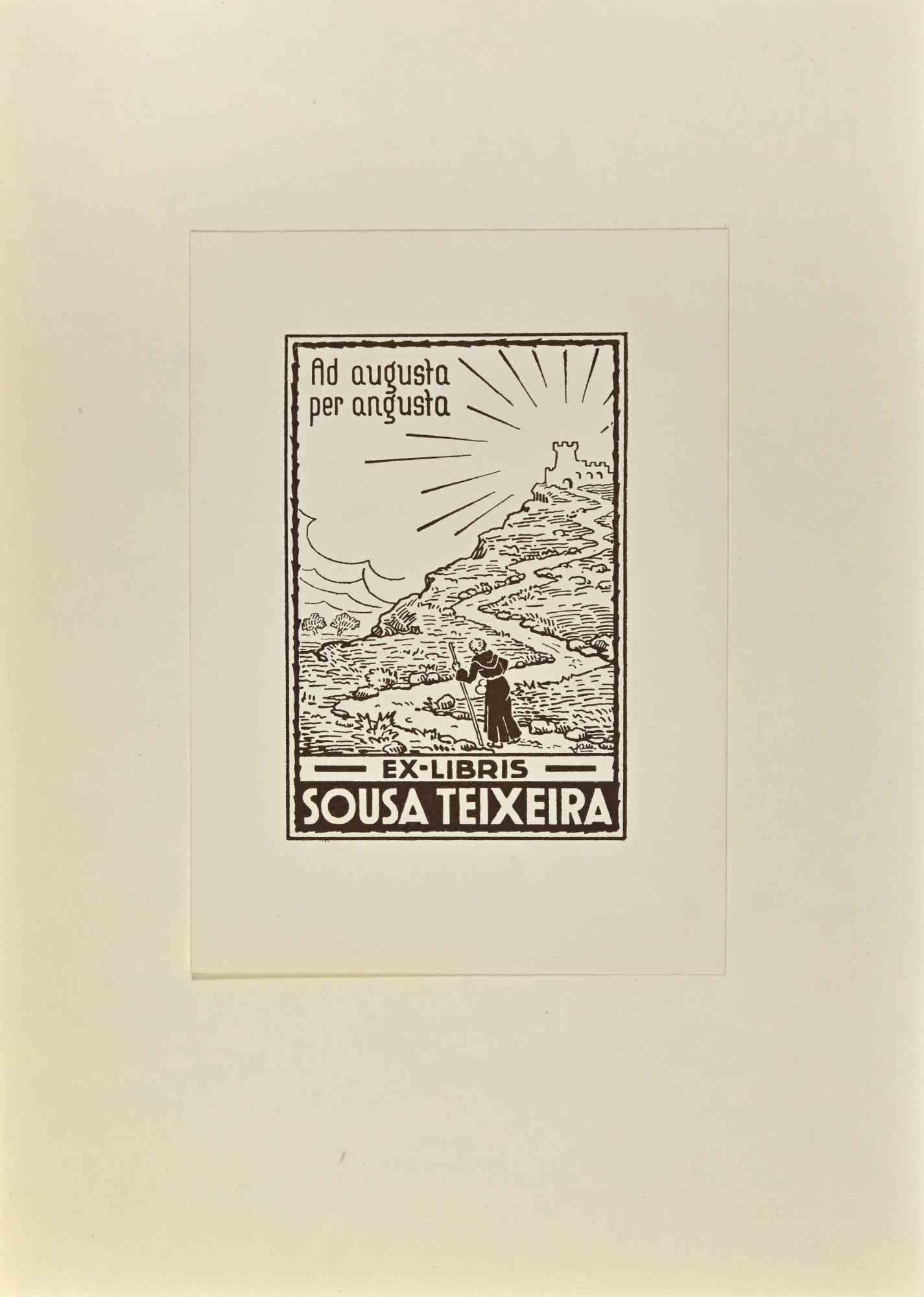  Ex Libris - Sousa Teixeira - Woodcut - Mid 20th Century