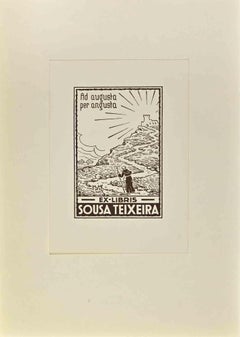 Ex Libris - Sousa Teixeira - Woodcut - Mid 20th Century