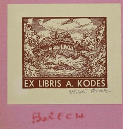 Vintage Ex-Libris  - A. Kodes - Woodcut - 1936