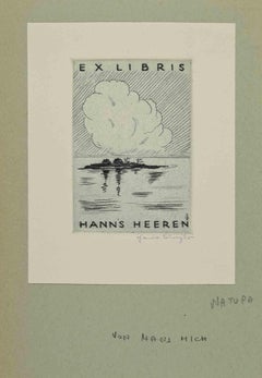 Ex Libris de Hanns Heeren, gravure sur bois de Hans Michael Bungter, début du 20e siècle