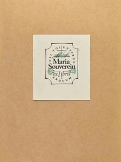  Ex Libris – Maria Souverein – Holzschnitt – Mitte des 20. Jahrhunderts