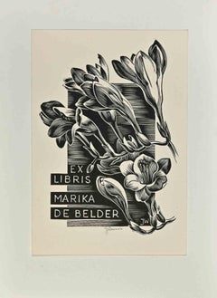 Ex Libris Marika De Belder - Woodcut - Mid-20th Century
