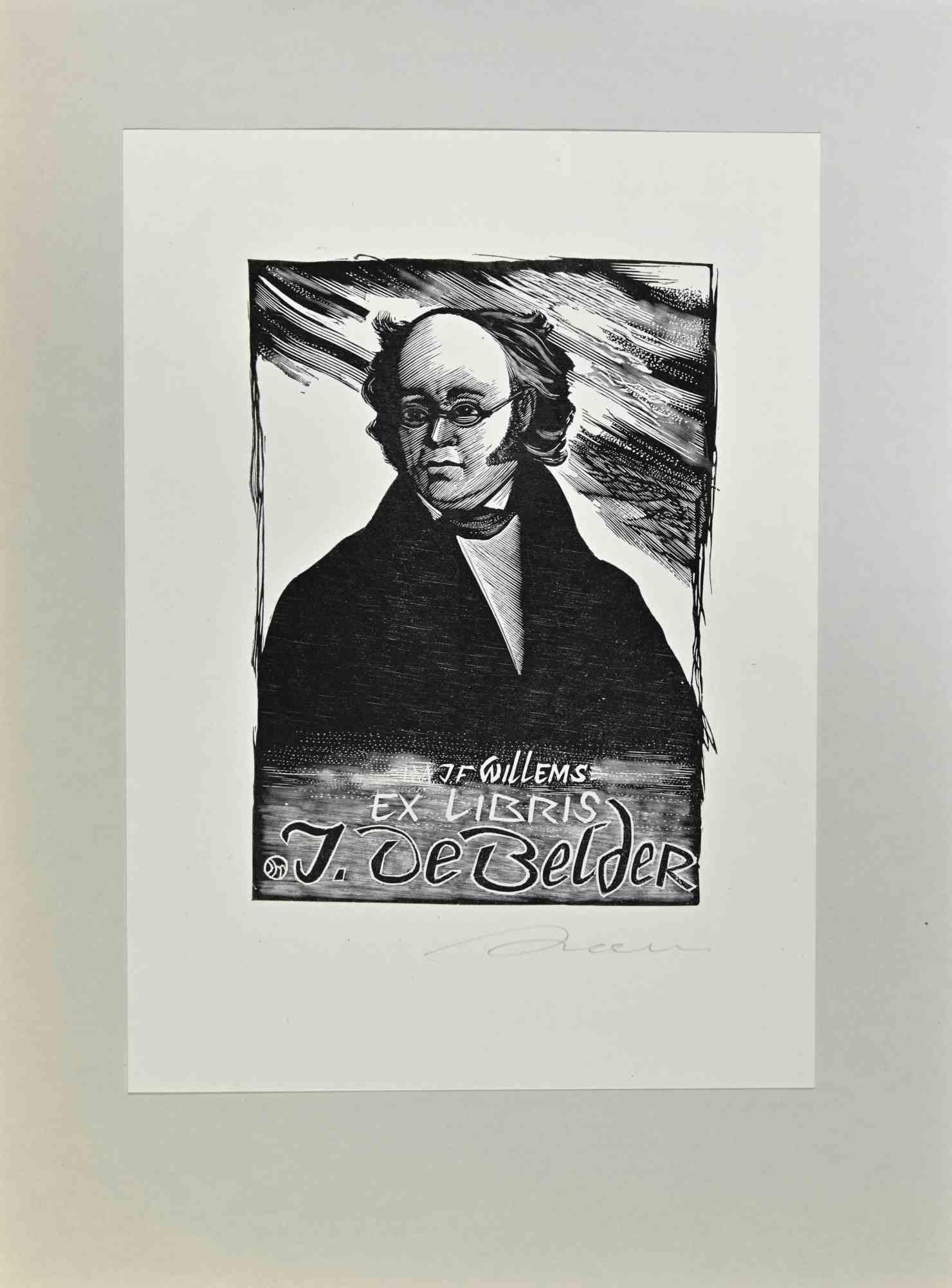  Ex Libris Jozef De Belder – Holzschnitt – Mitte des 20. Jahrhunderts – Art von Unknown